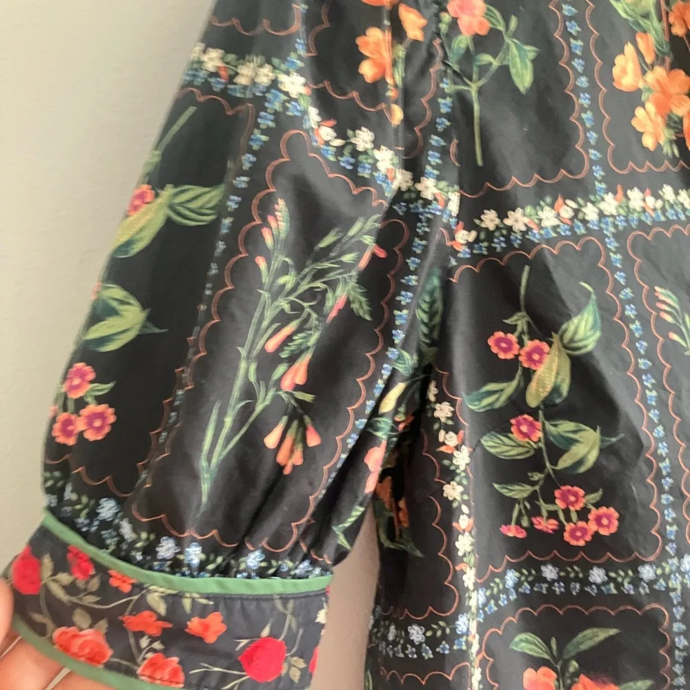 entro Black Blouse with Red and Pink Floral Print - Picture 4 of 9